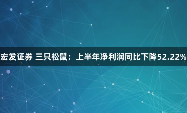 宏发证券 三只松鼠：上半年净利润同比下降52.22%