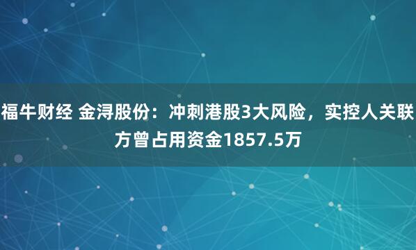 福牛财经 金浔股份：冲刺港股3大风险，实控人关联方曾占用资金1857.5万